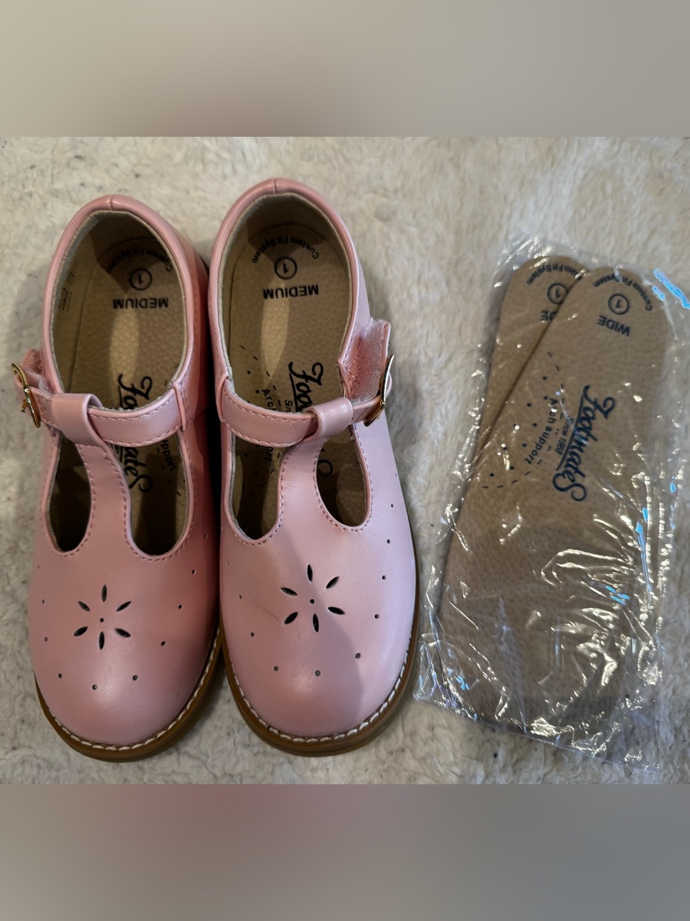 FootMates Pink T-Strap Mary Jane Girls' Dress Shoes